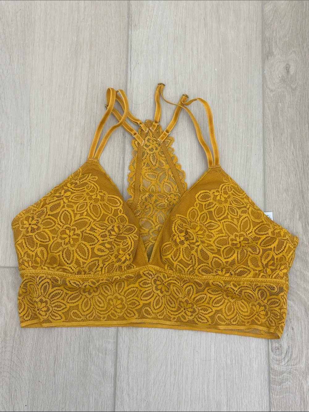 Mustard Lace Bralette with Strappy Back